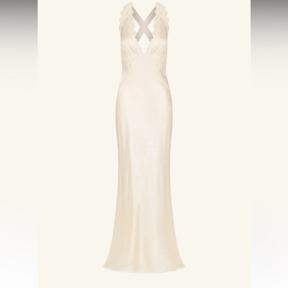 La Lune Lace Cross Back Maxi Dress - Cream - Picture 4 of 4